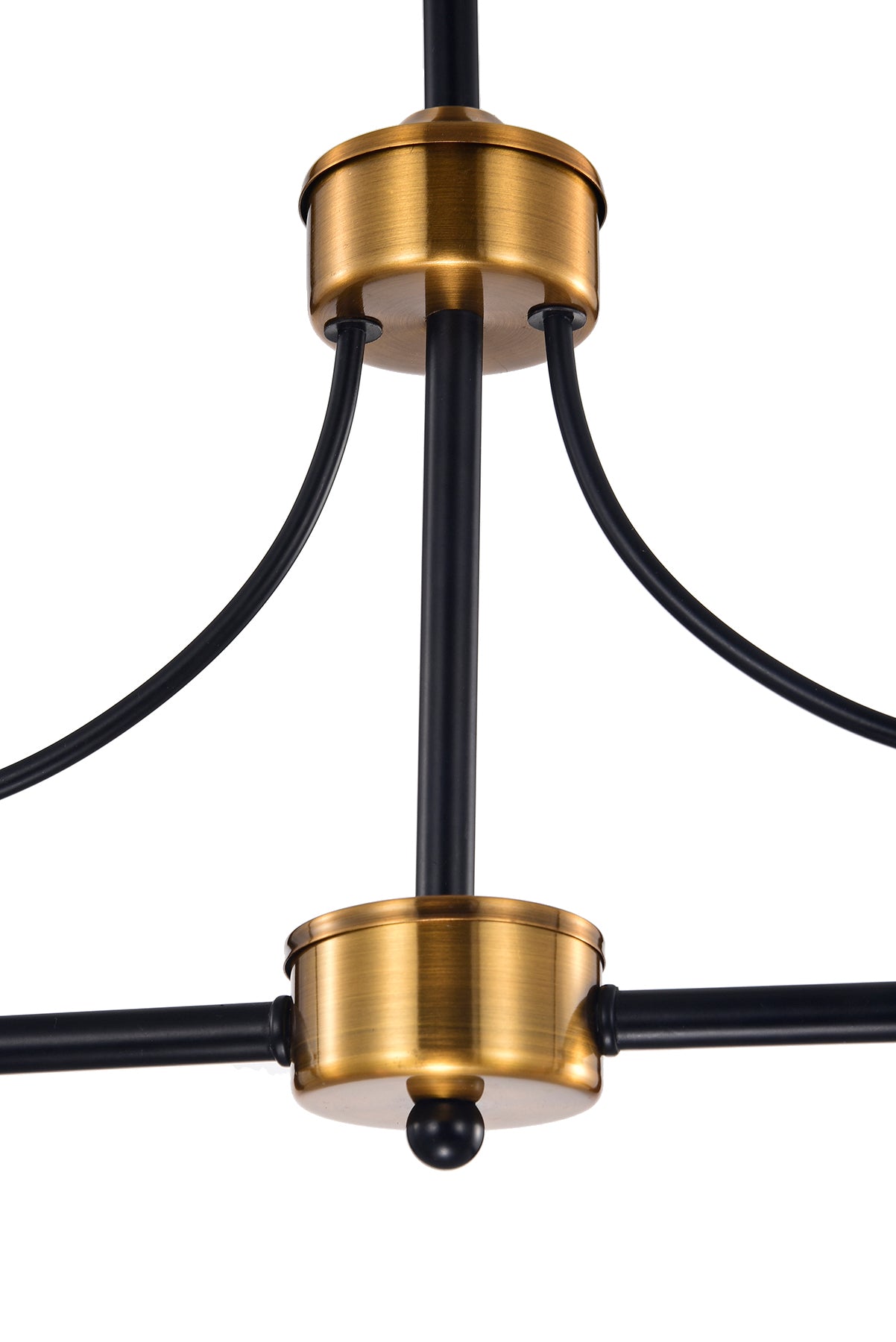 4-Light Black and Antique Gold Linear Chandelier with Clear Glass Shades