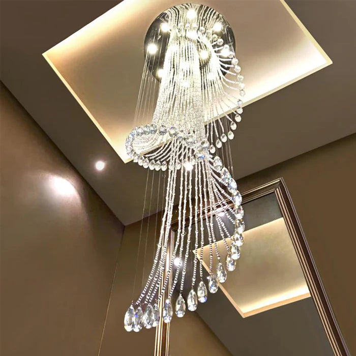 Modern Art Design Crystal Spiral Raindrop Chandelier