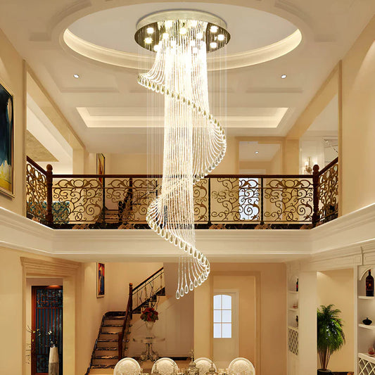 Modern Art Design Crystal Spiral Raindrop Chandelier